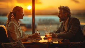 Two CEOs discuss growth and communication at the airpot lounge